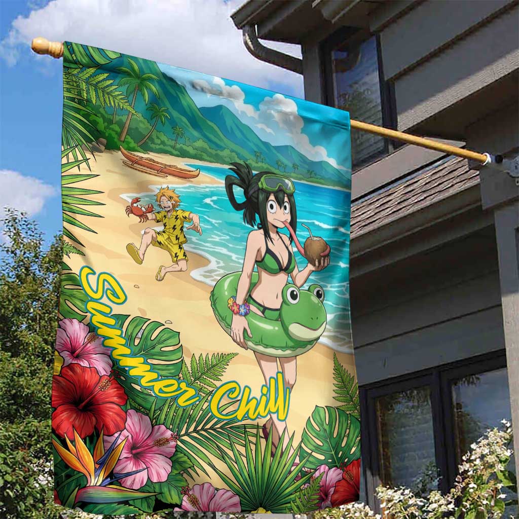 Tsuyu Asui Summer Chill Garden Flag Tropical Anime Vacation Art