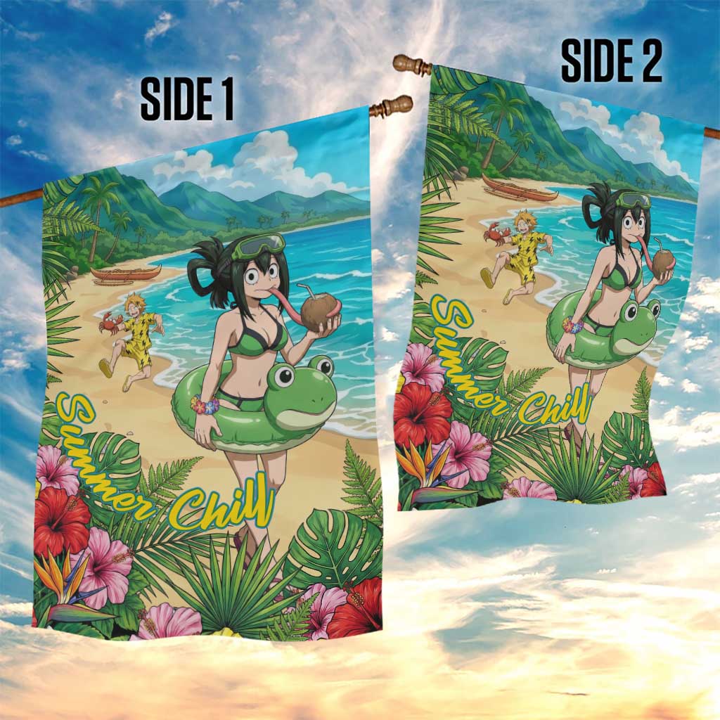 Tsuyu Asui Summer Chill Garden Flag Tropical Anime Vacation Art