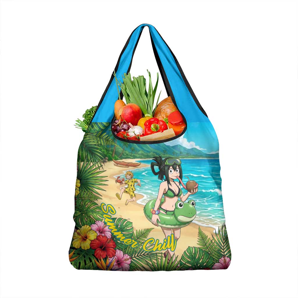 Tsuyu Asui Summer Chill Grocery Bag Tropical Anime Vacation Art