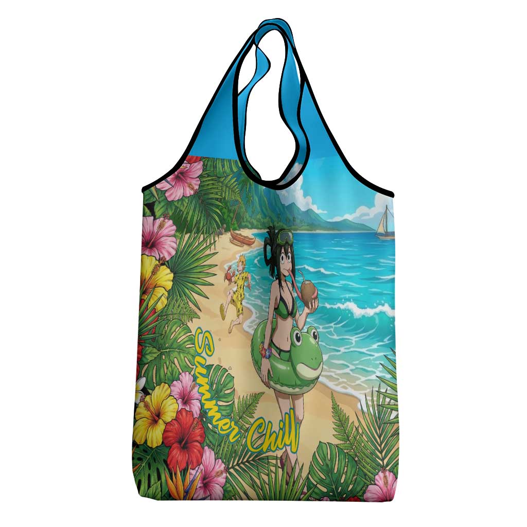 Tsuyu Asui Summer Chill Grocery Bag Tropical Anime Vacation Art