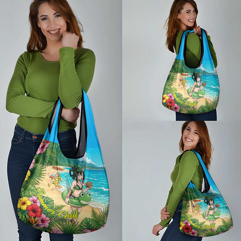 Tsuyu Asui Summer Chill Grocery Bag Tropical Anime Vacation Art