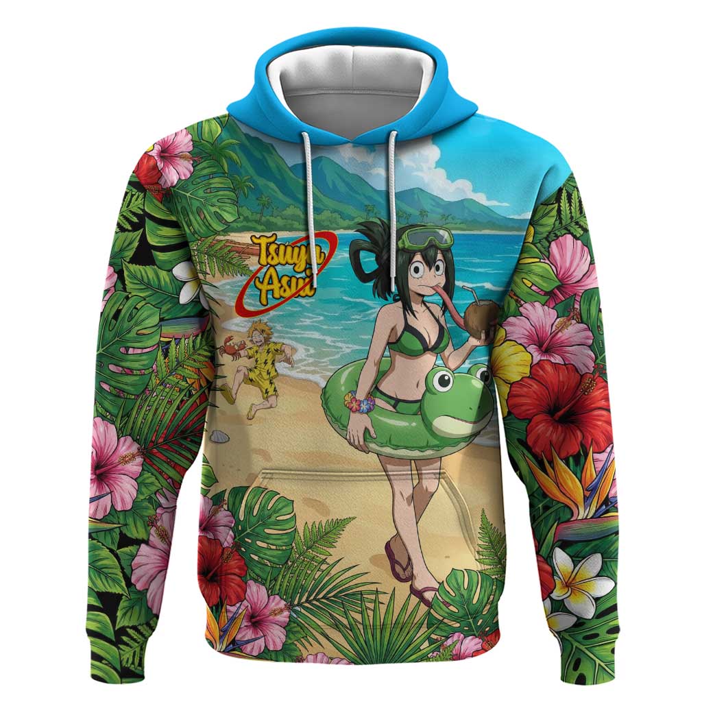 Tsuyu Asui Summer Chill Hoodie Tropical Anime Vacation Art