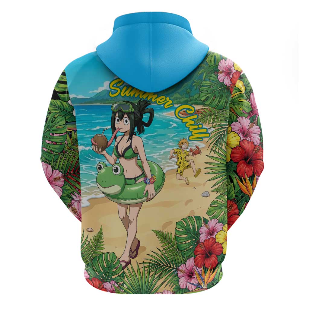 Tsuyu Asui Summer Chill Hoodie Tropical Anime Vacation Art