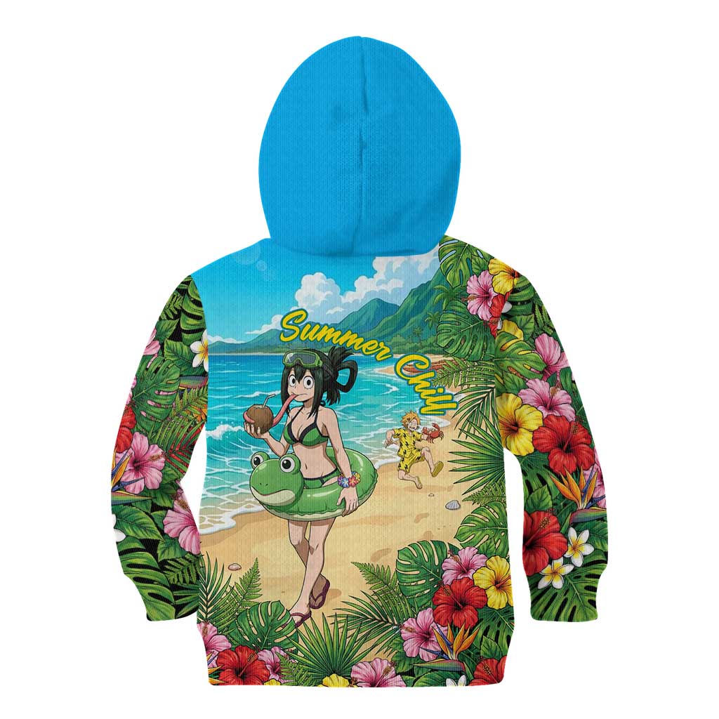 Tsuyu Asui Summer Chill Kid Hoodie Tropical Anime Vacation Art