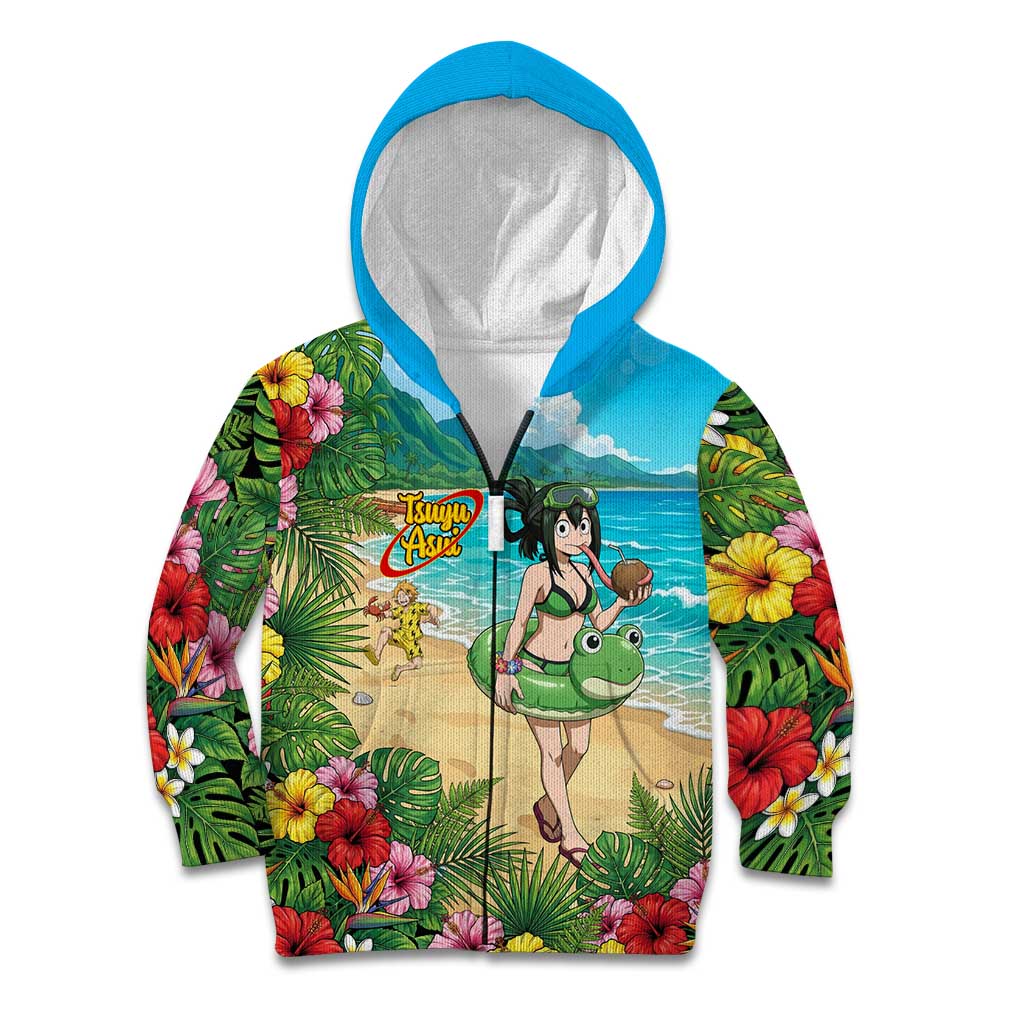 Tsuyu Asui Summer Chill Kid Hoodie Tropical Anime Vacation Art