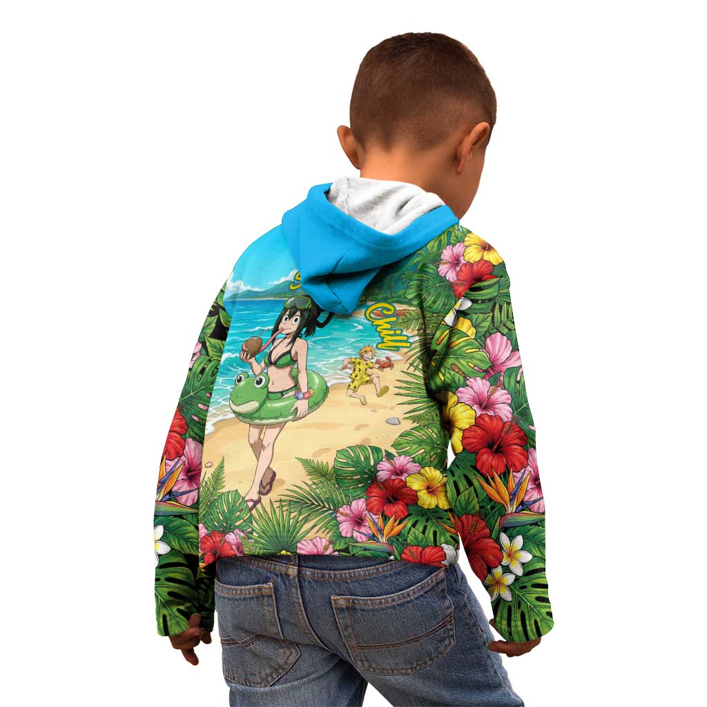 Tsuyu Asui Summer Chill Kid Hoodie Tropical Anime Vacation Art