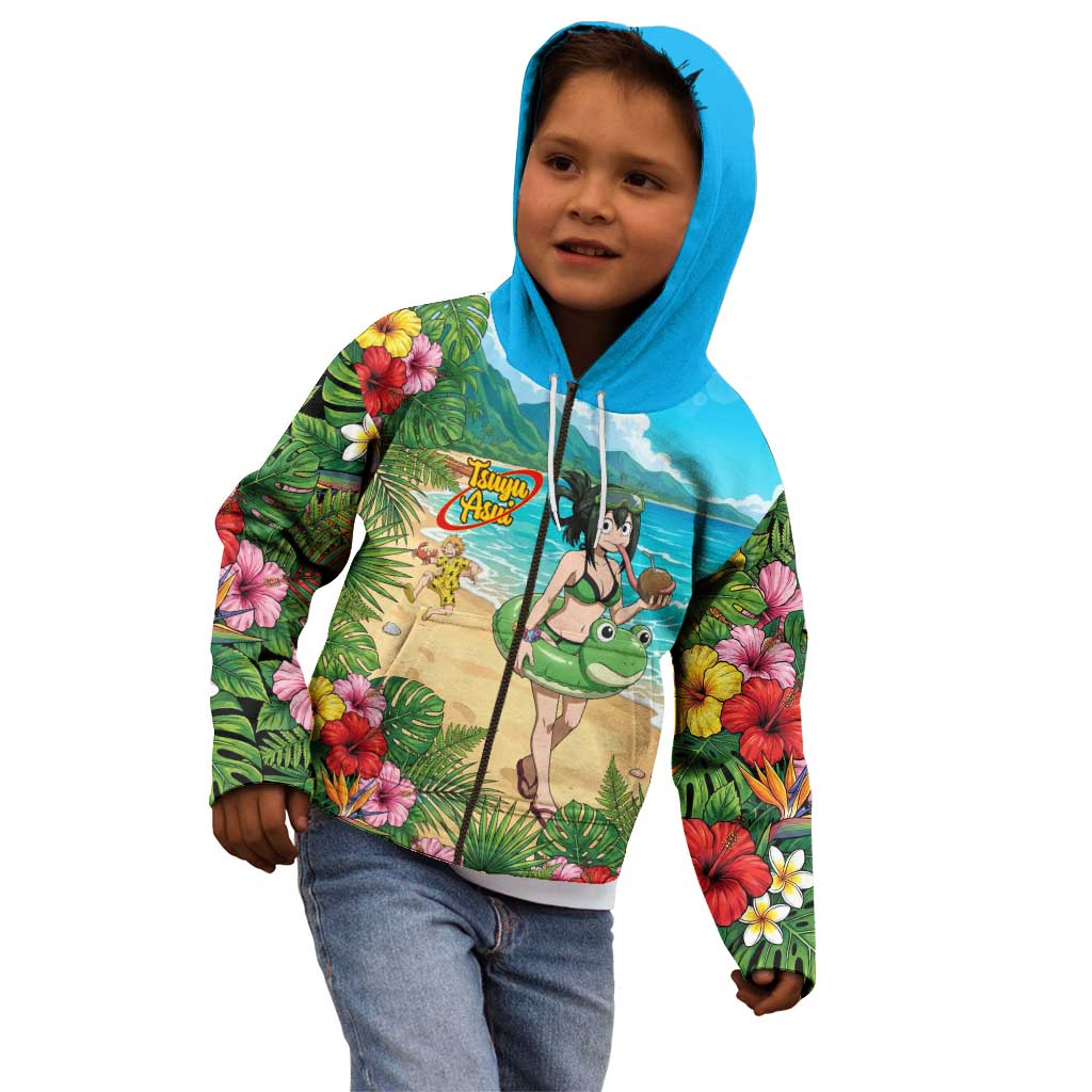Tsuyu Asui Summer Chill Kid Hoodie Tropical Anime Vacation Art