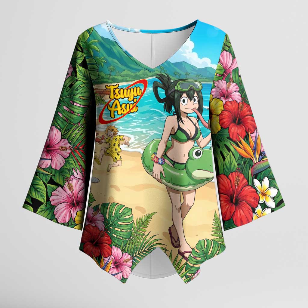 Tsuyu Asui Summer Chill Kimono Sleeve Blouse Tropical Anime Vacation Art