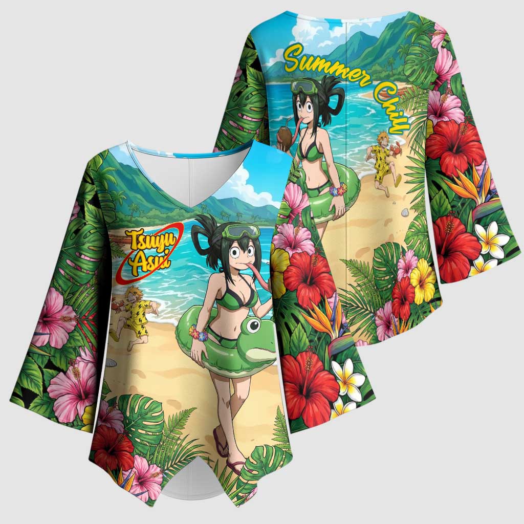 Tsuyu Asui Summer Chill Kimono Sleeve Blouse Tropical Anime Vacation Art