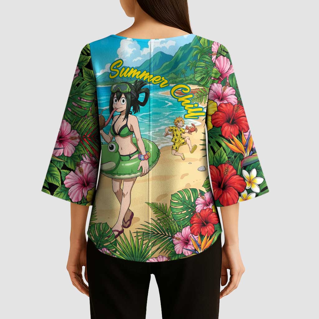 Tsuyu Asui Summer Chill Kimono Sleeve Blouse Tropical Anime Vacation Art