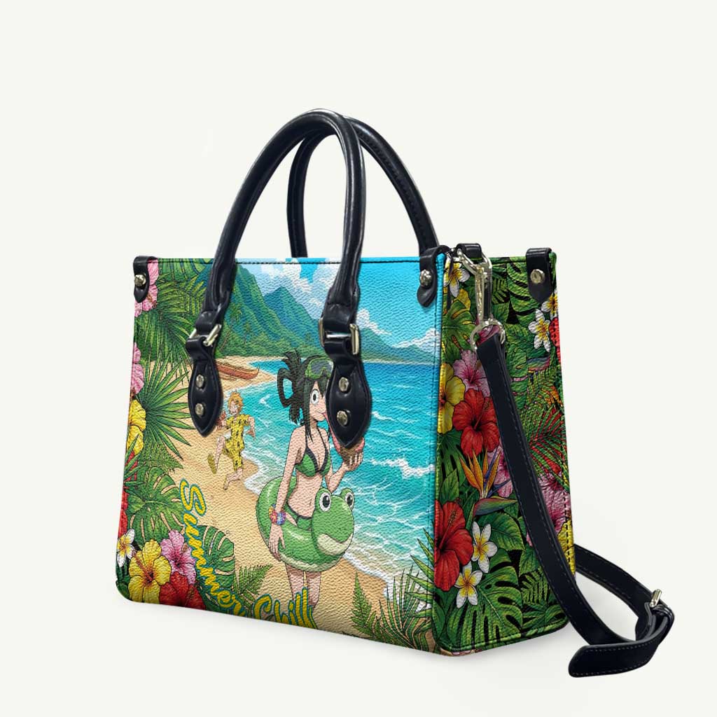 Tsuyu Asui Summer Chill Leather Bag Tropical Anime Vacation Art
