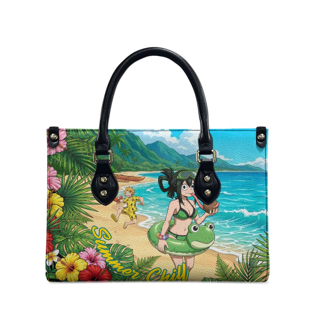 Tsuyu Asui Summer Chill Leather Bag Tropical Anime Vacation Art