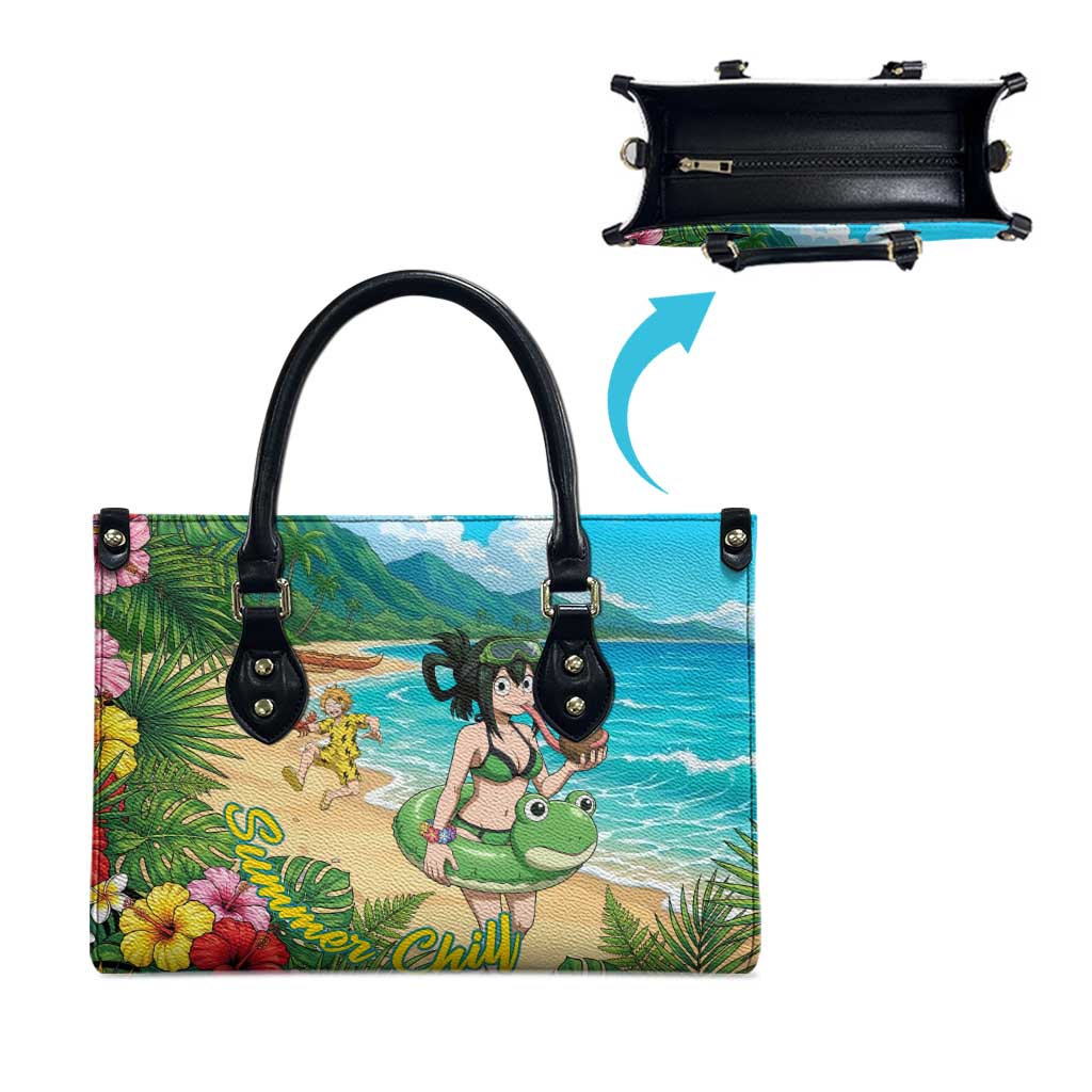 Tsuyu Asui Summer Chill Leather Bag Tropical Anime Vacation Art