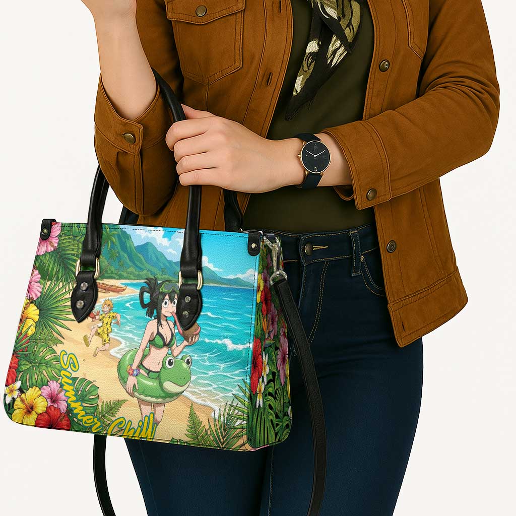 Tsuyu Asui Summer Chill Leather Bag Tropical Anime Vacation Art