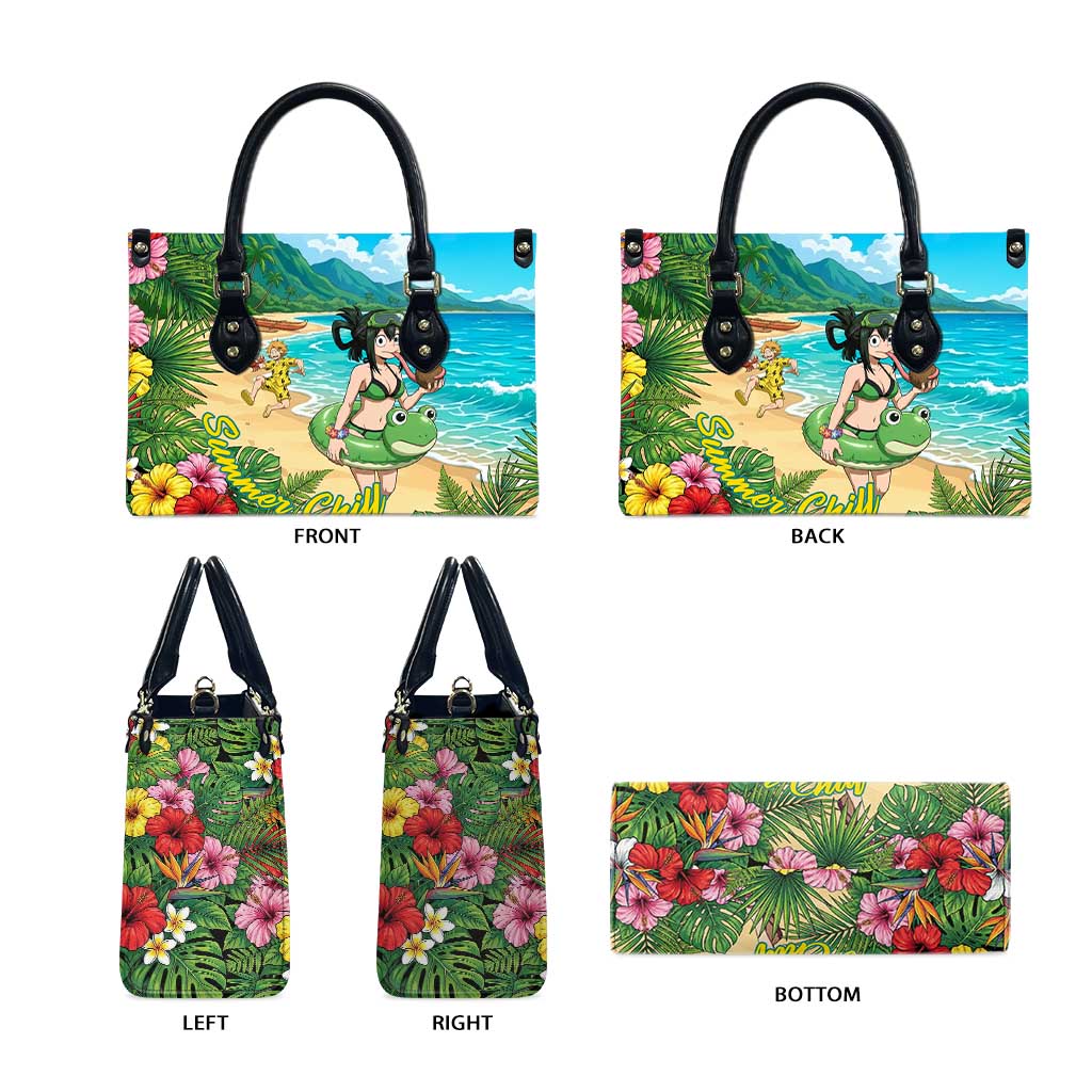 Tsuyu Asui Summer Chill Leather Bag Tropical Anime Vacation Art