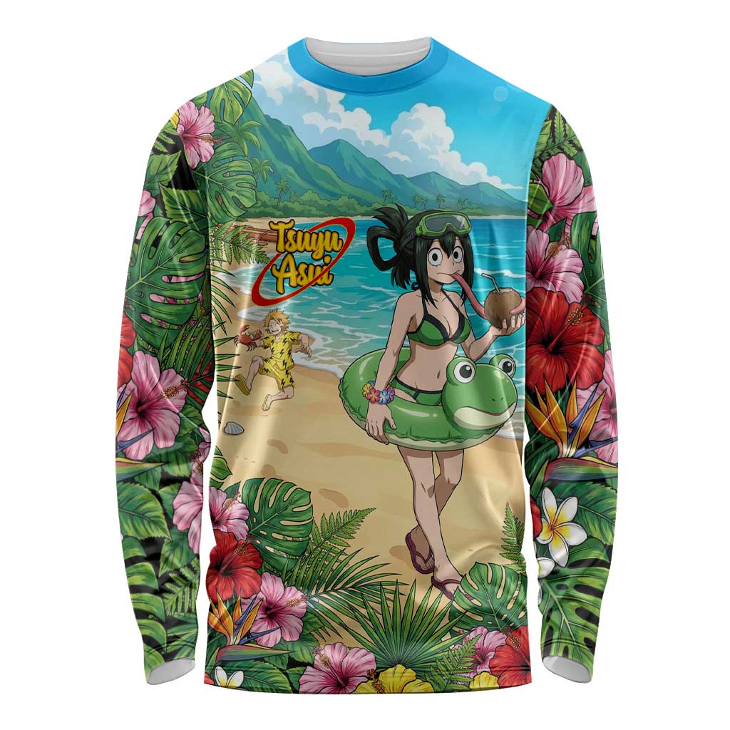Tsuyu Asui Summer Chill Long Sleeve Shirt Tropical Anime Vacation Art