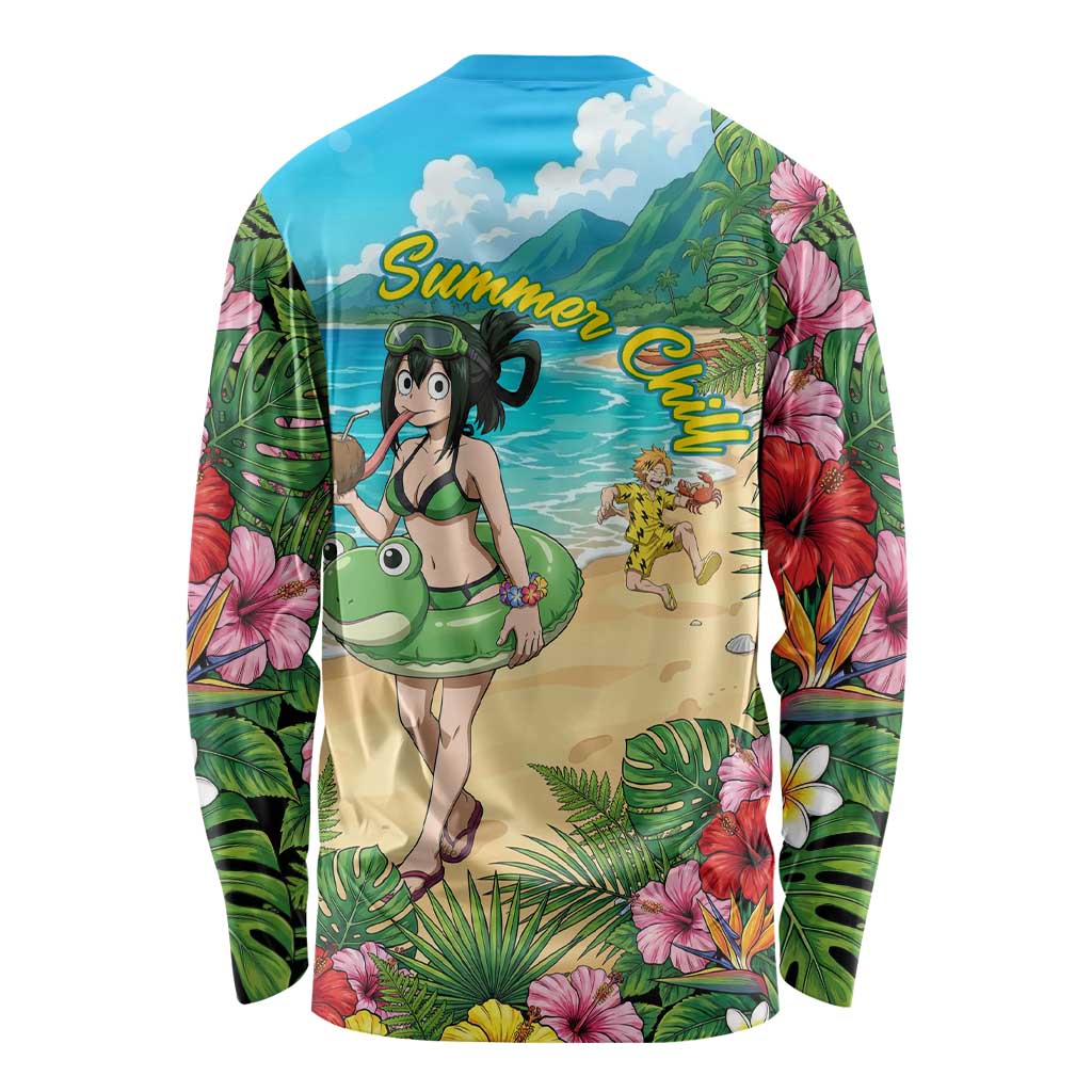 Tsuyu Asui Summer Chill Long Sleeve Shirt Tropical Anime Vacation Art