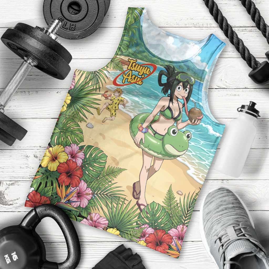 Tsuyu Asui Summer Chill Men Tank Top Tropical Anime Vacation Art