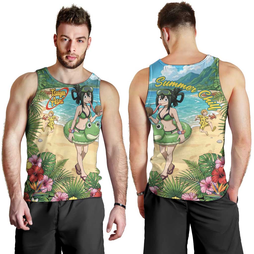 Tsuyu Asui Summer Chill Men Tank Top Tropical Anime Vacation Art