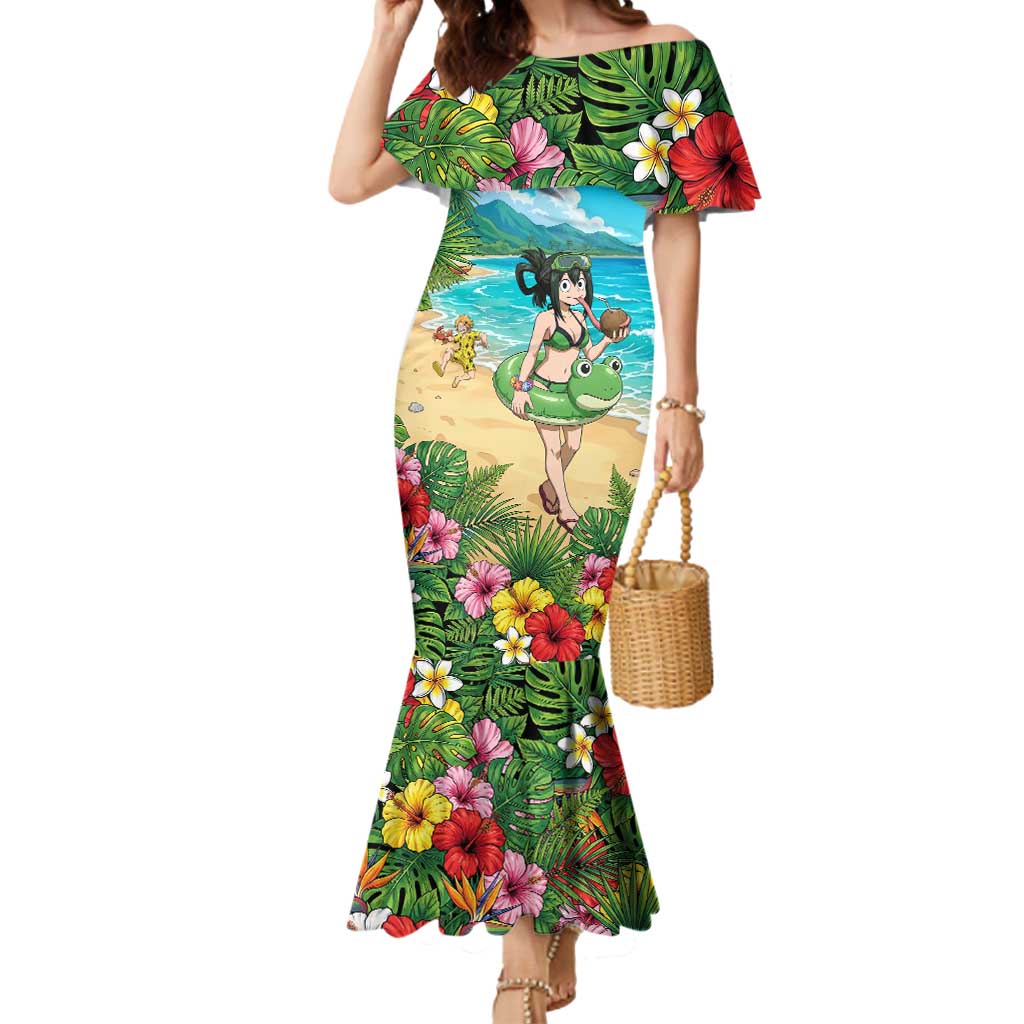 Tsuyu Asui Summer Chill Mermaid Dress Tropical Anime Vacation Art