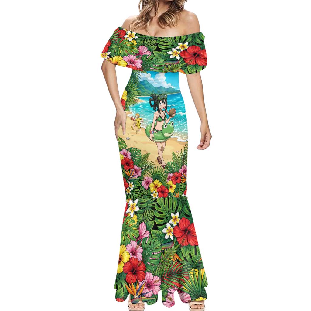Tsuyu Asui Summer Chill Mermaid Dress Tropical Anime Vacation Art