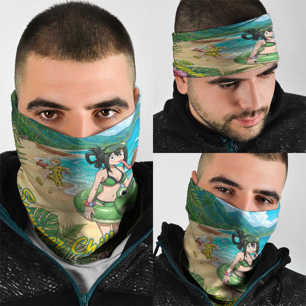 Tsuyu Asui Summer Chill Neck Gaiter Tropical Anime Vacation Art