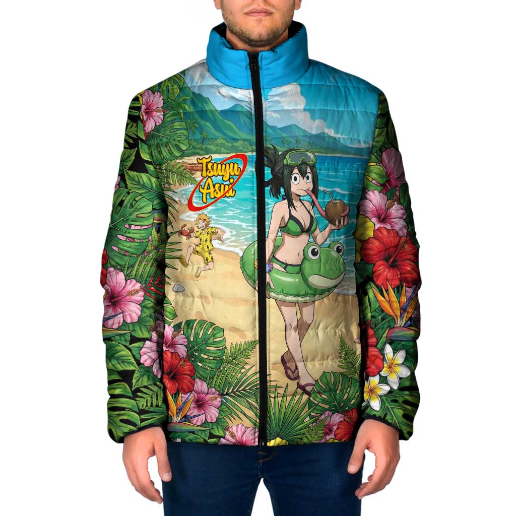 Tsuyu Asui Summer Chill Padded Jacket Tropical Anime Vacation Art