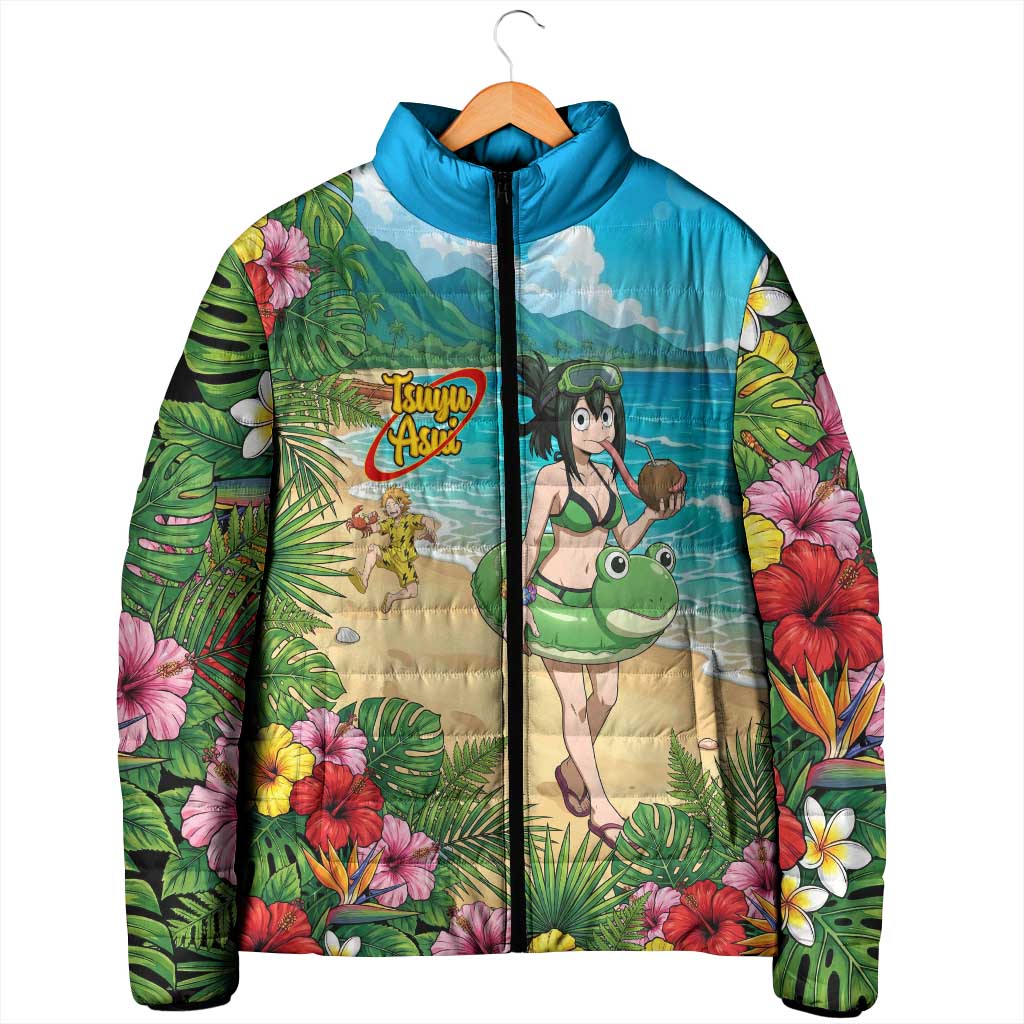 Tsuyu Asui Summer Chill Padded Jacket Tropical Anime Vacation Art