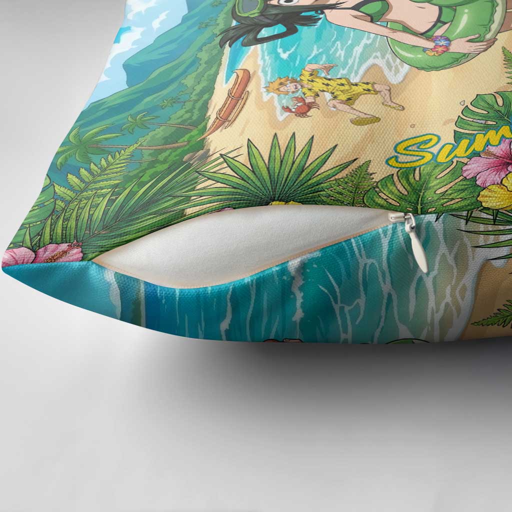 Tsuyu Asui Summer Chill Pillow Cover Tropical Anime Vacation Art