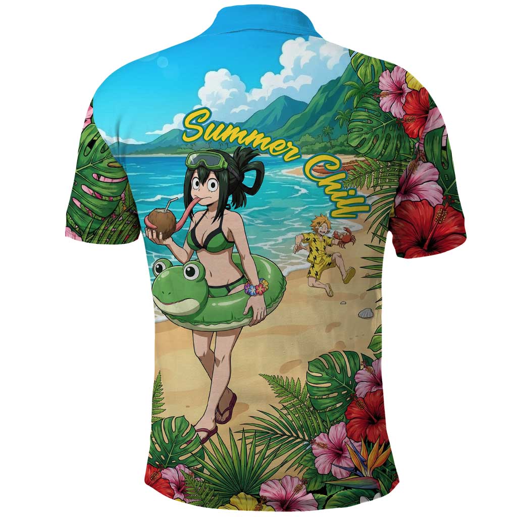 Tsuyu Asui Summer Chill Polo Shirt Tropical Anime Vacation Art
