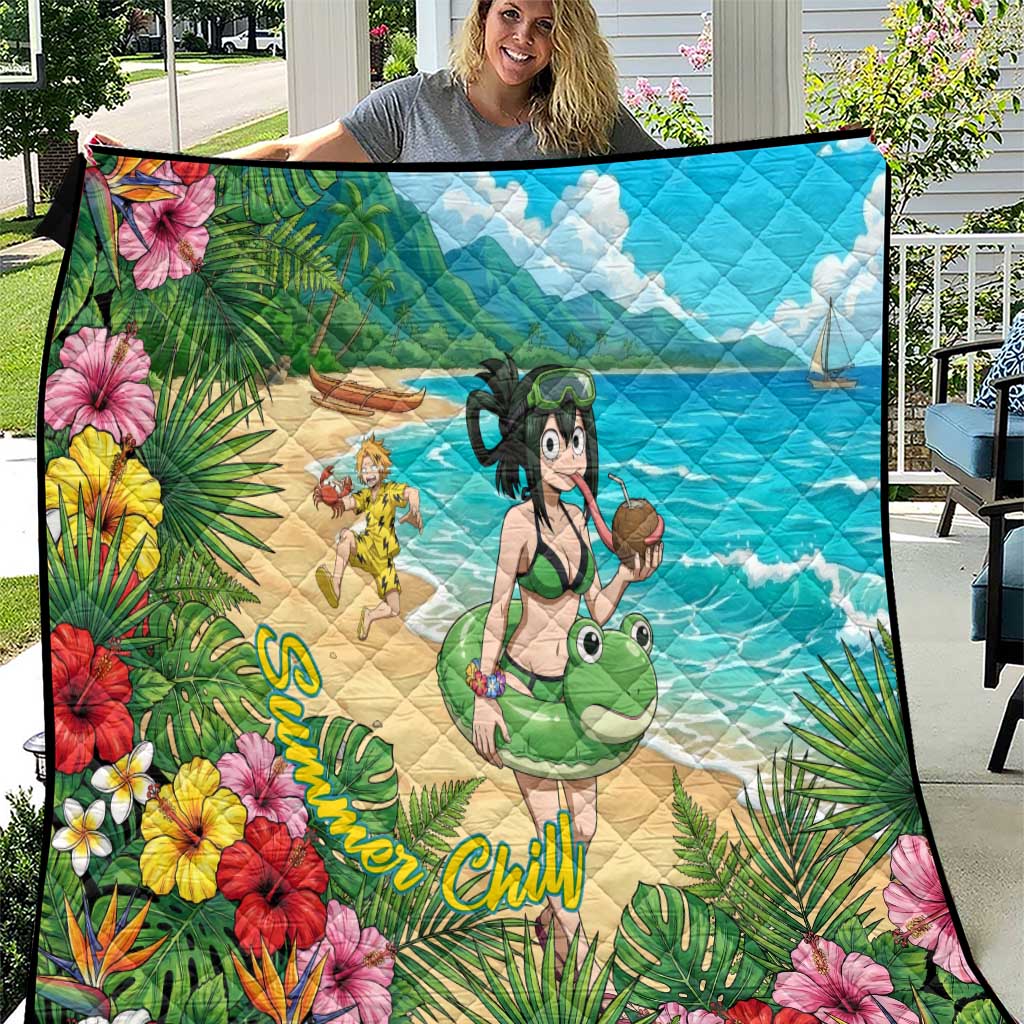 Tsuyu Asui Summer Chill Quilt Tropical Anime Vacation Art