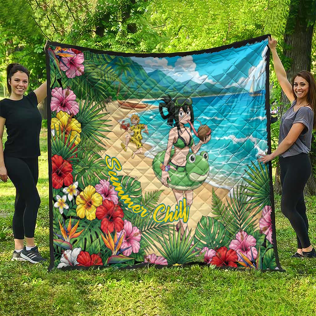 Tsuyu Asui Summer Chill Quilt Tropical Anime Vacation Art