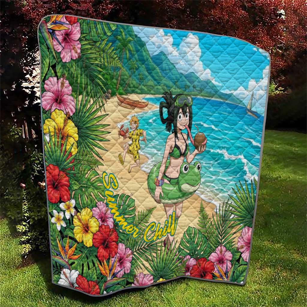 Tsuyu Asui Summer Chill Quilt Tropical Anime Vacation Art