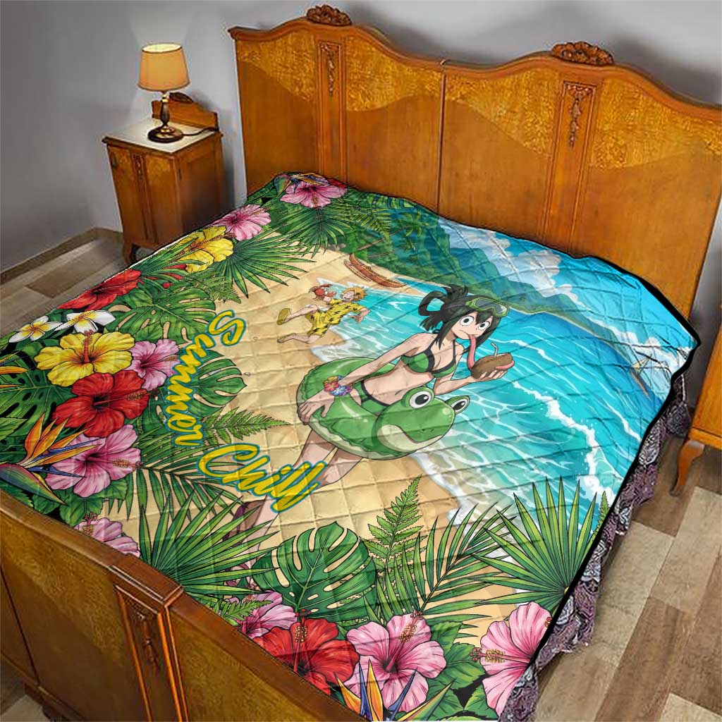 Tsuyu Asui Summer Chill Quilt Tropical Anime Vacation Art
