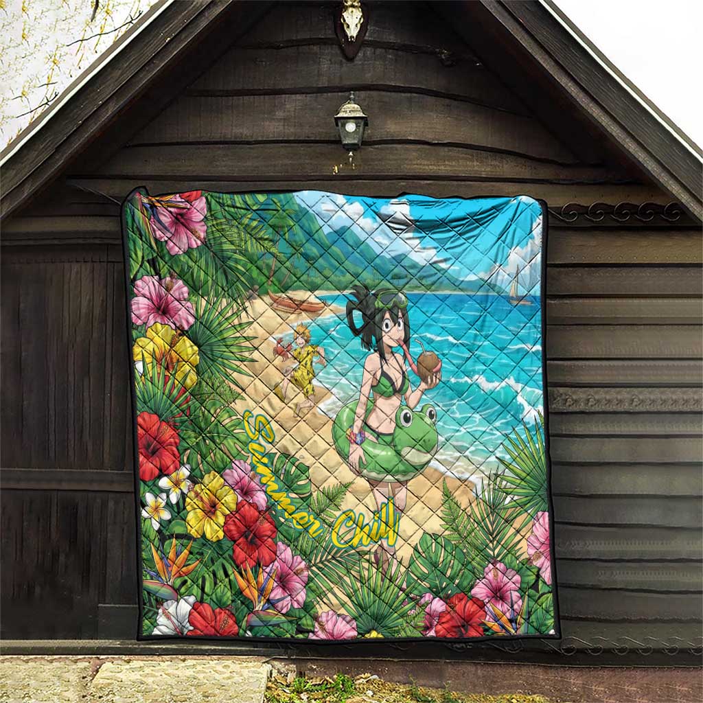 Tsuyu Asui Summer Chill Quilt Tropical Anime Vacation Art