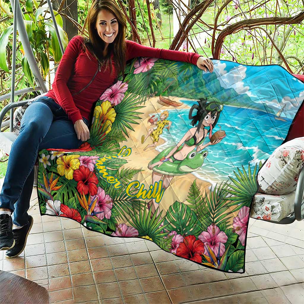 Tsuyu Asui Summer Chill Quilt Tropical Anime Vacation Art