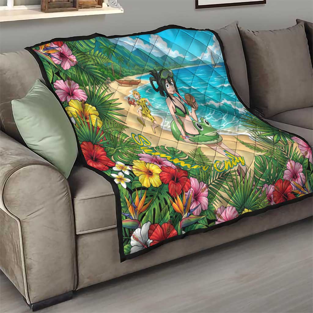 Tsuyu Asui Summer Chill Quilt Tropical Anime Vacation Art
