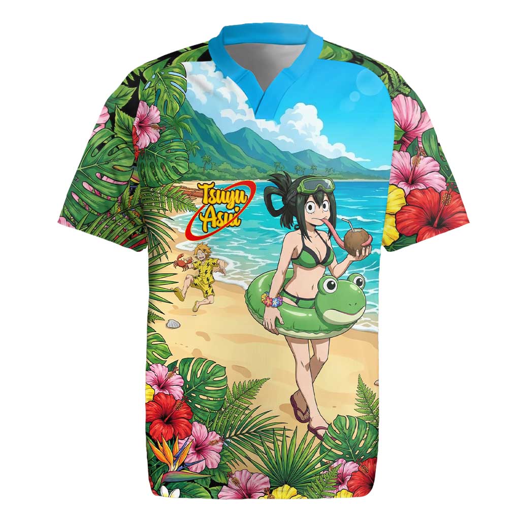 Tsuyu Asui Summer Chill Rugby Jersey Tropical Anime Vacation Art