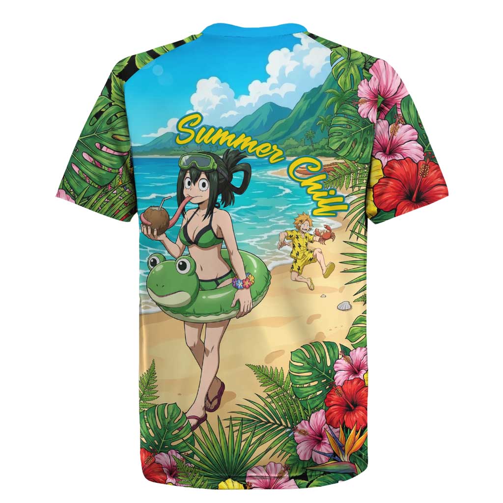 Tsuyu Asui Summer Chill Rugby Jersey Tropical Anime Vacation Art