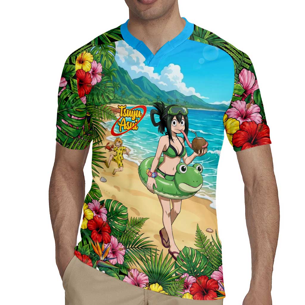 Tsuyu Asui Summer Chill Rugby Jersey Tropical Anime Vacation Art