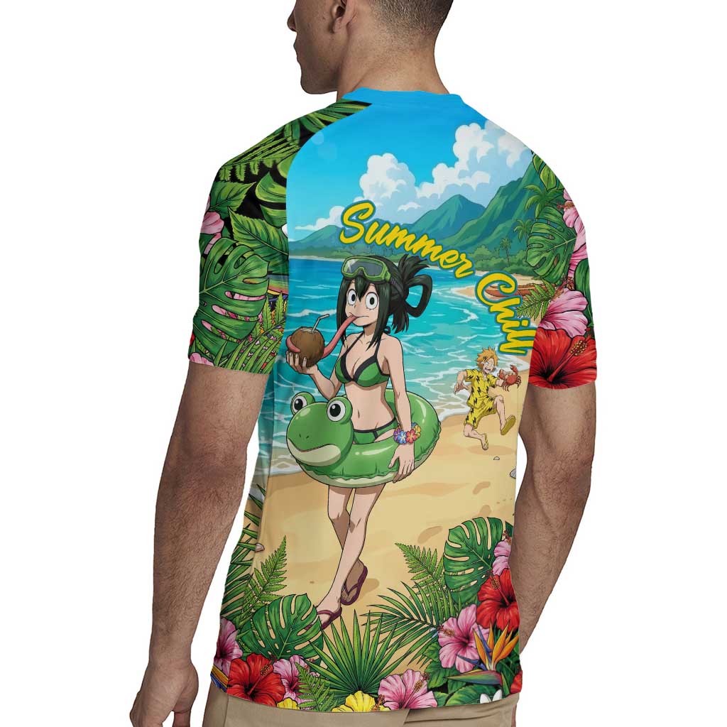 Tsuyu Asui Summer Chill Rugby Jersey Tropical Anime Vacation Art