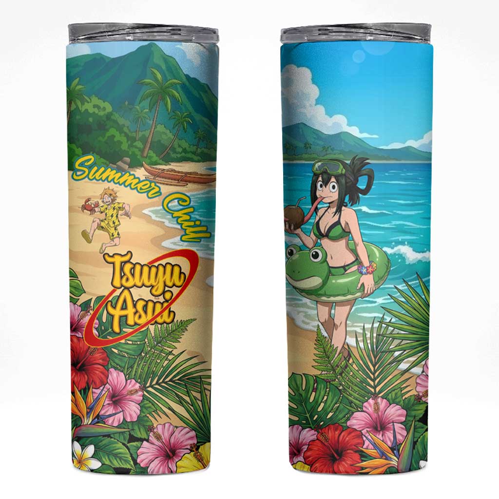 Tsuyu Asui Summer Chill Skinny Tumbler Tropical Anime Vacation Art