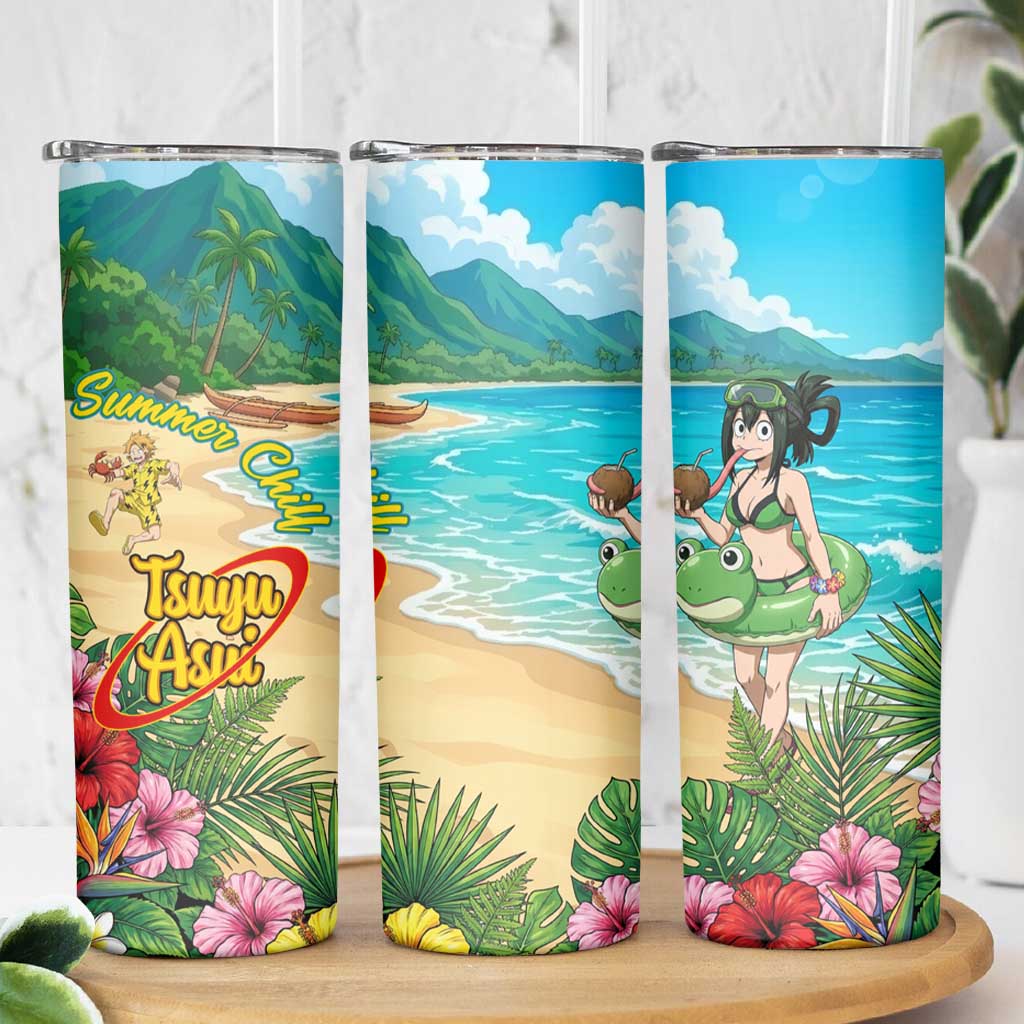 Tsuyu Asui Summer Chill Skinny Tumbler Tropical Anime Vacation Art