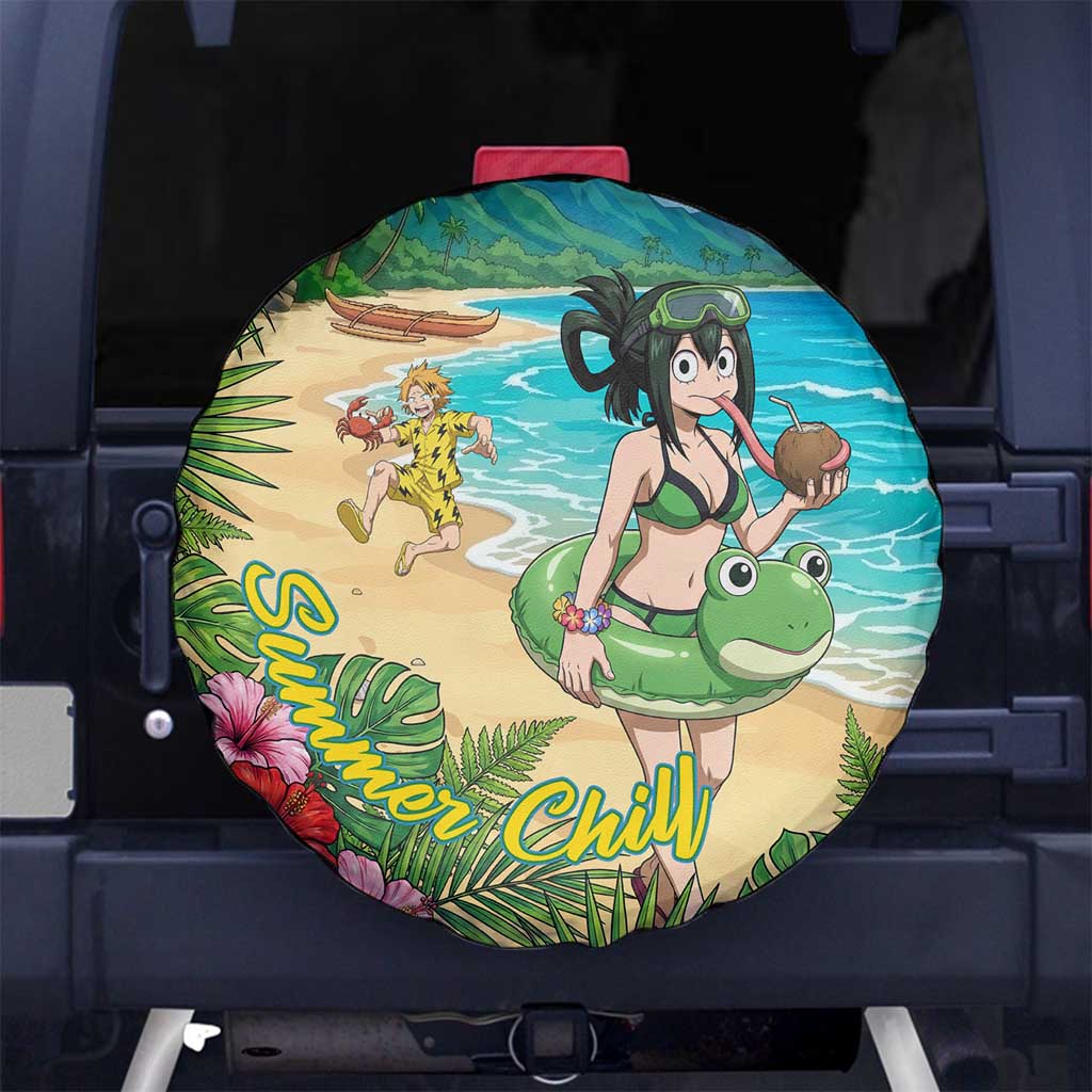 Tsuyu Asui Summer Chill Spare Tire Cover Tropical Anime Vacation Art