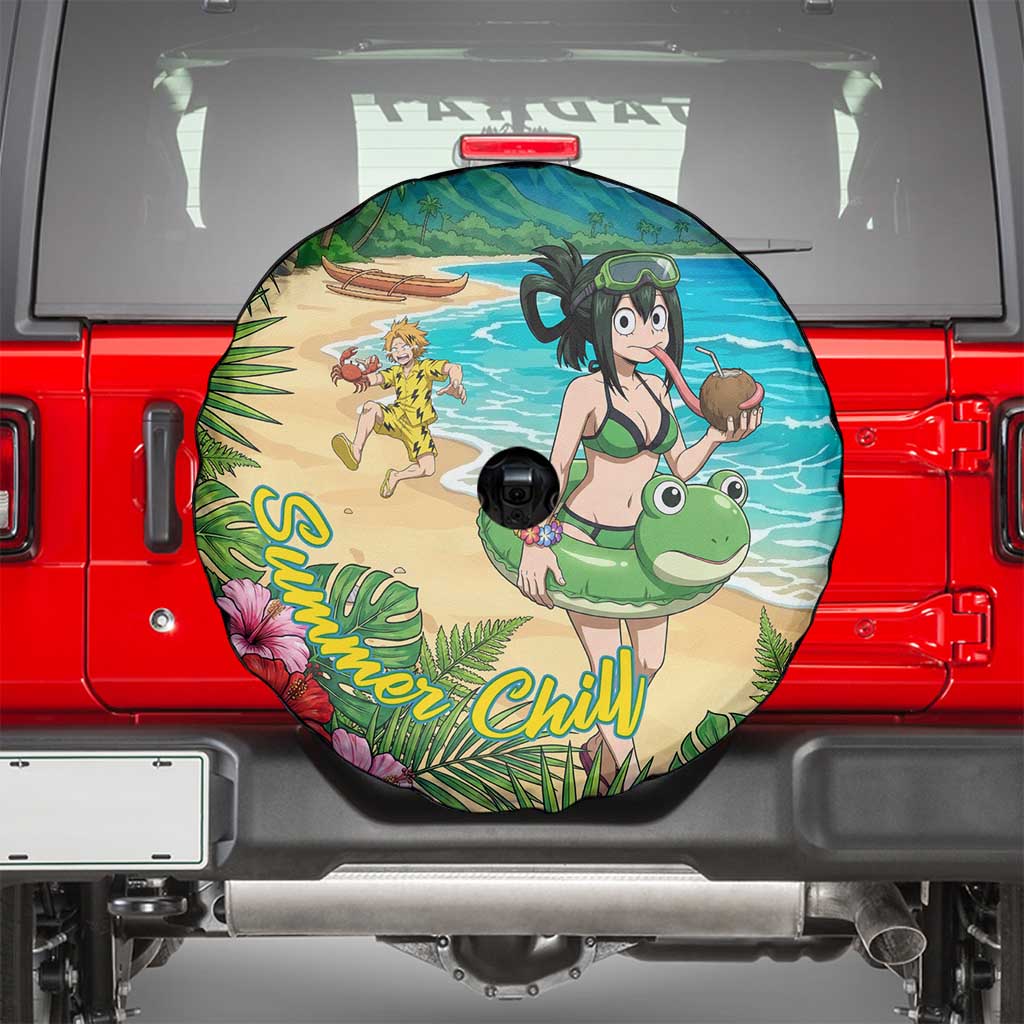 Tsuyu Asui Summer Chill Spare Tire Cover Tropical Anime Vacation Art
