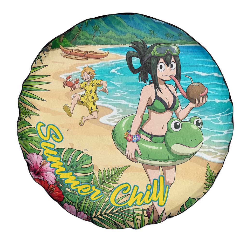 Tsuyu Asui Summer Chill Spare Tire Cover Tropical Anime Vacation Art