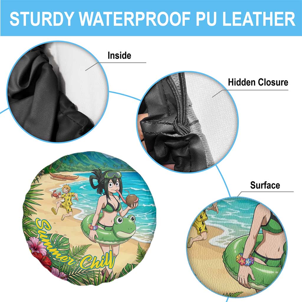 Tsuyu Asui Summer Chill Spare Tire Cover Tropical Anime Vacation Art