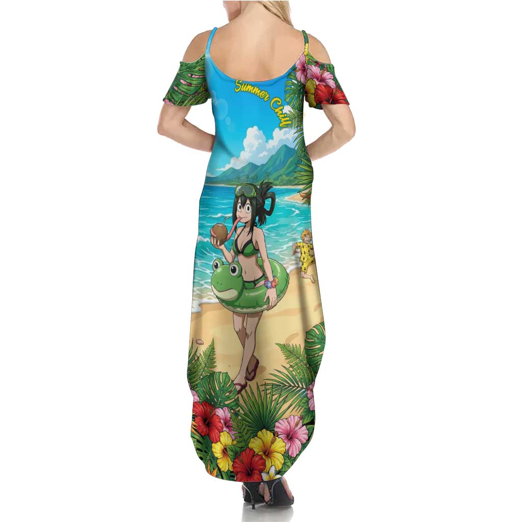 Tsuyu Asui Summer Chill Summer Maxi Dress Tropical Anime Vacation Art
