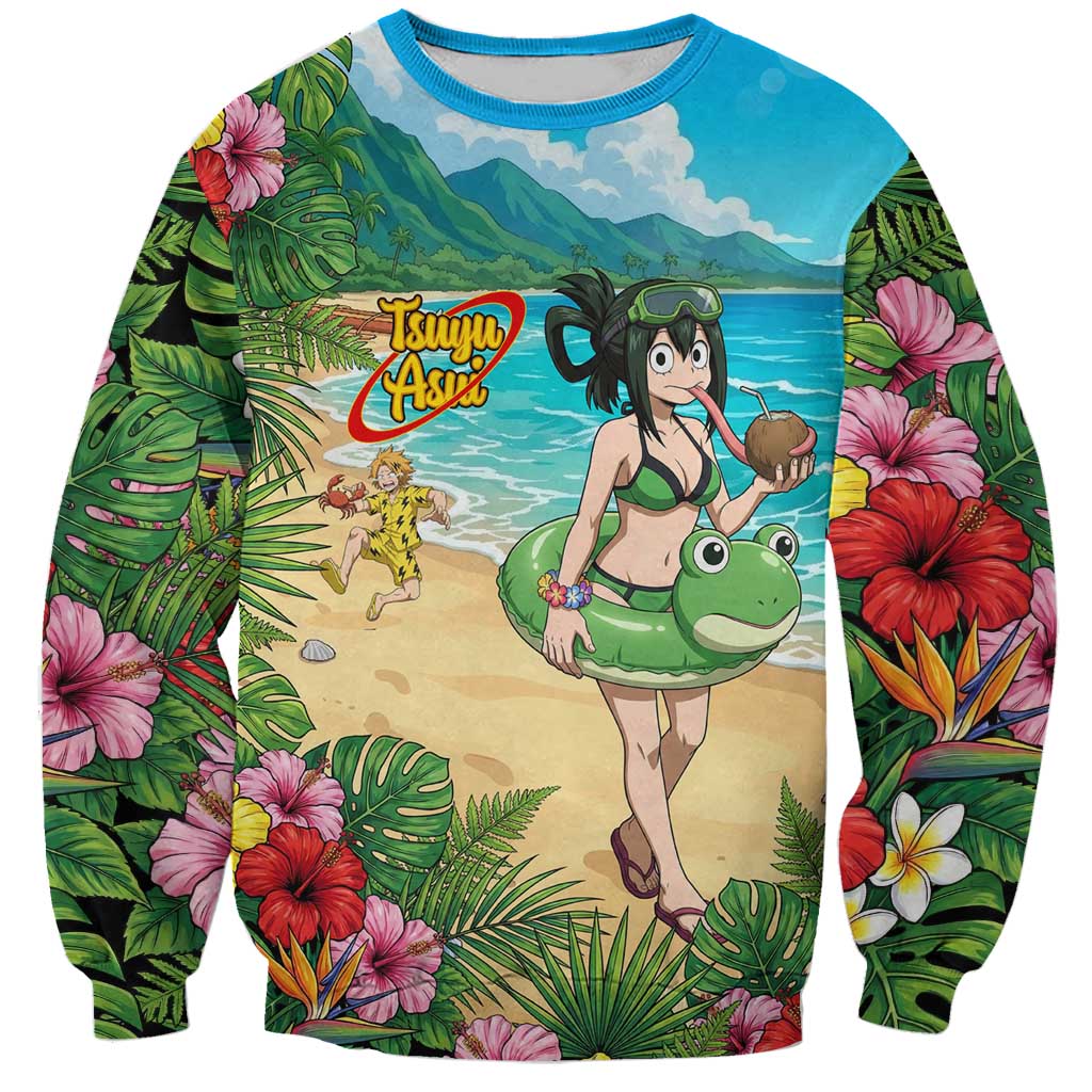 Tsuyu Asui Summer Chill Sweatshirt Tropical Anime Vacation Art