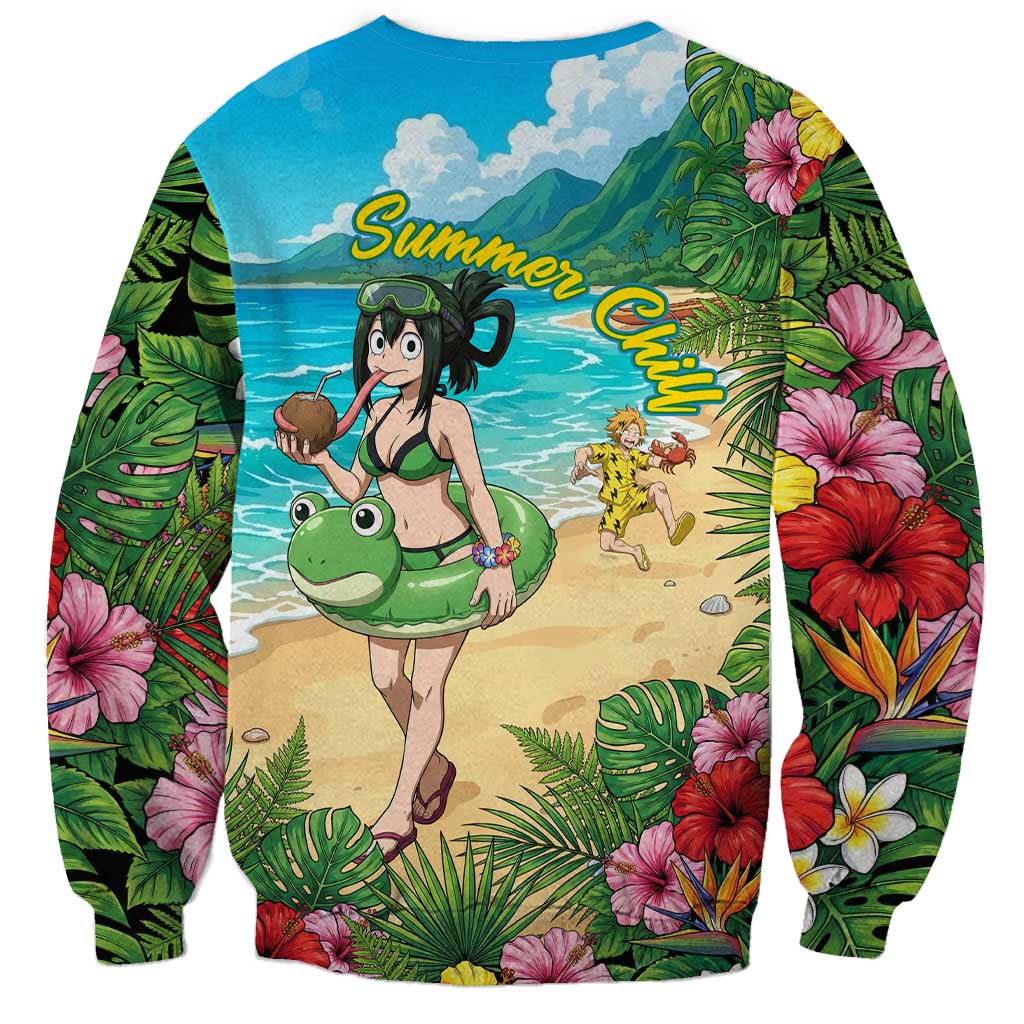Tsuyu Asui Summer Chill Sweatshirt Tropical Anime Vacation Art